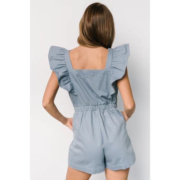 Baltic Born Montgomery Dusty Blue Denim Romper - Picture 4 of 12